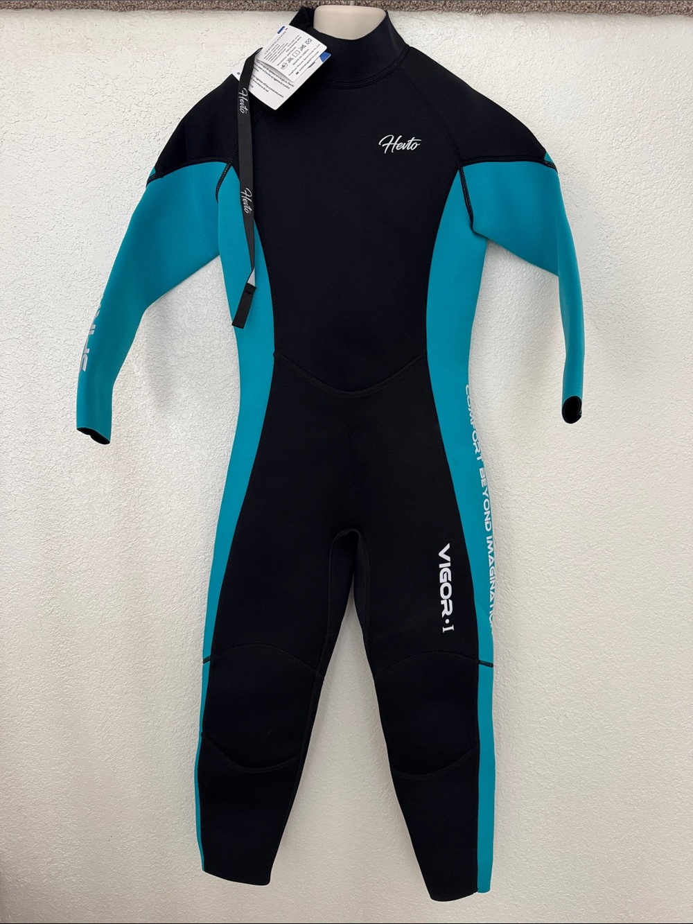 HEVTO Kids Teal & Black Vigor-1 Full Wetsuit Size 12 NWT